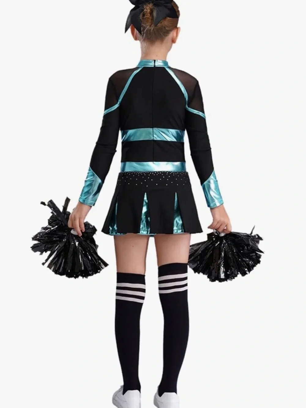 New teal and black  Long Sleeve Cheerleading Dance Halloween uniform girls sz 10